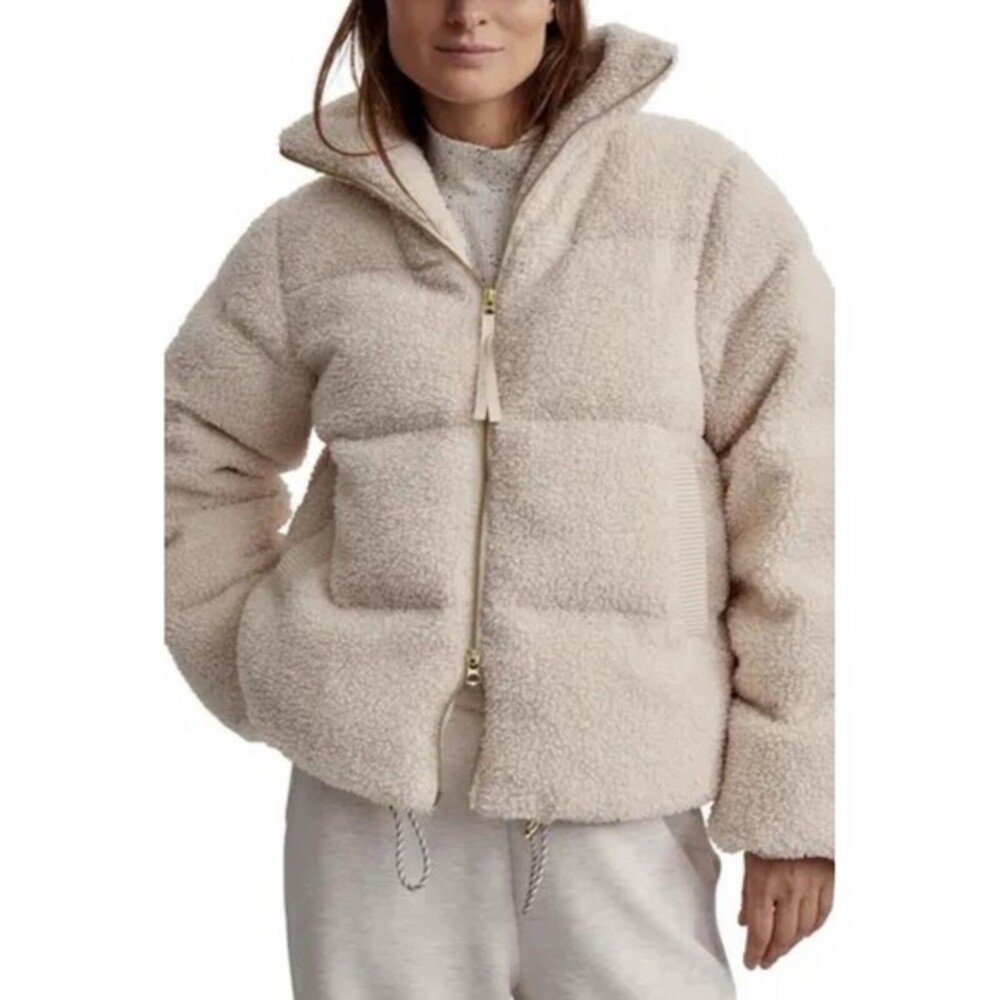 Varley Neutral Cream Sherpa Puffer Coat